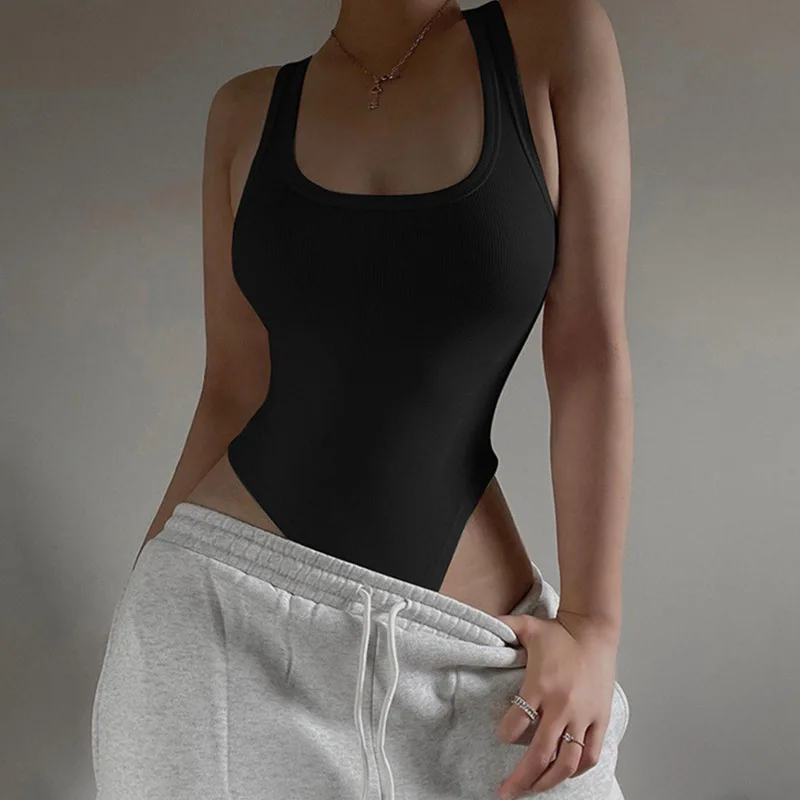 Sleeveless Knit Bodysuit 2023 Hot Summer Sexy Bodycon Off Shoulder Halter Tops Casual Street Bodice For Women ClubWear - Image 7