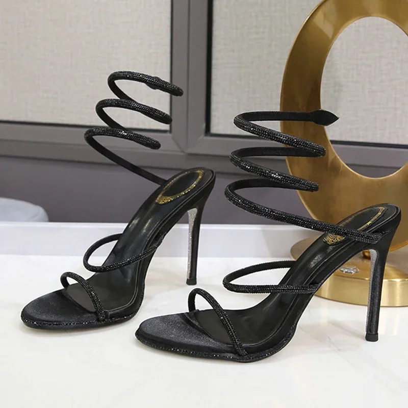 Eilyken Street Style Crystal Diamonds Ankle Strap Women Sandals Sexy Open Toe Thin High Heels Party Prom Summer Shoes - Image 8