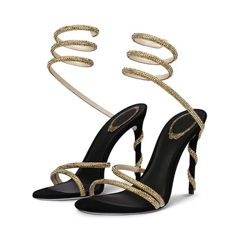 Eilyken Street Style Crystal Diamonds Ankle Strap Women Sandals Sexy Open Toe Thin High Heels Party Prom Summer Shoes - Image 10