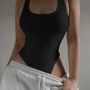 Sleeveless Knit Bodysuit 2023 Hot Summer Sexy Bodycon Off Shoulder Halter Tops Casual Street Bodice For Women ClubWear