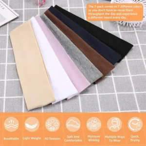 Alternative view of 7PCS Elastic Sports Headbands For Women Stretchy Candy-Colored Hairbands Fashion Sweatbands For Fitness Yoga Running Cycling