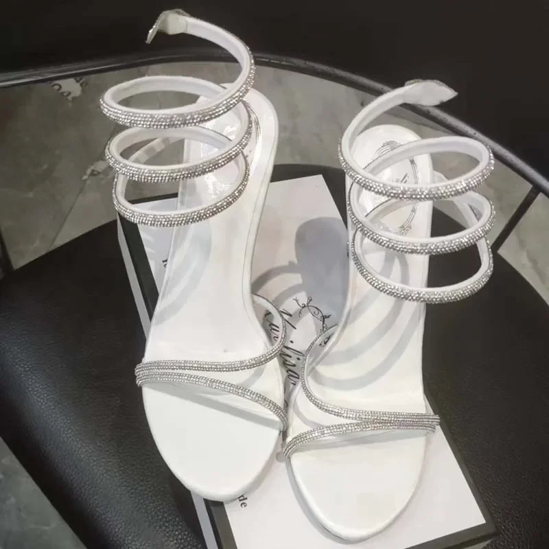 Eilyken Street Style Crystal Diamonds Ankle Strap Women Sandals Sexy Open Toe Thin High Heels Party Prom Summer Shoes - Image 11